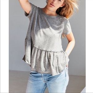 Truly Madly Deeply Gray Heathered Peplum Top